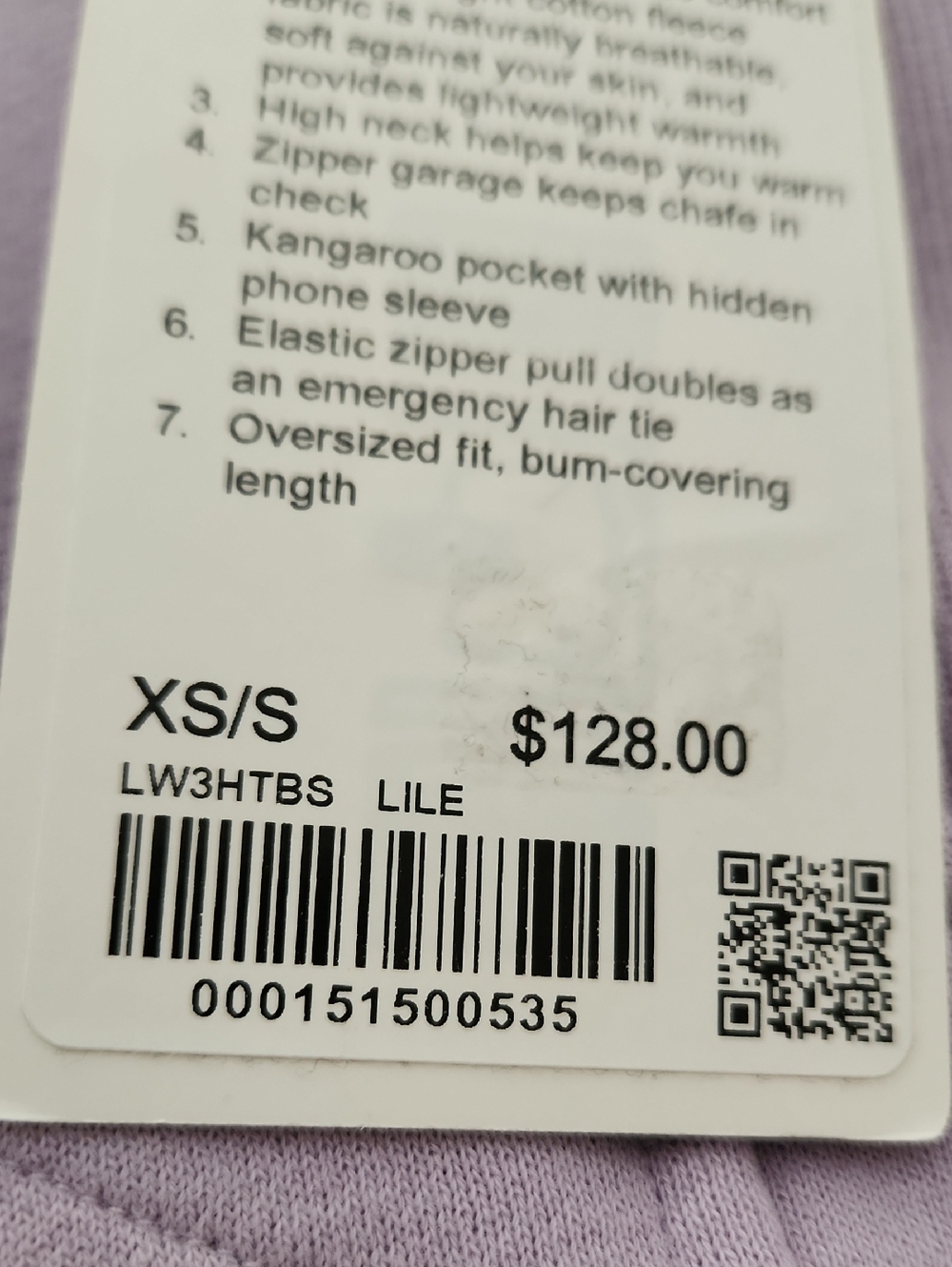 NWT Lululemon Scuba Oversized funnel neck Lilac Ether - Picture 7 of 7